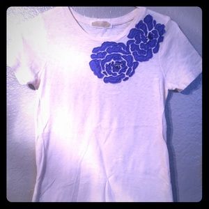J. Crew White Flowered T-shirt